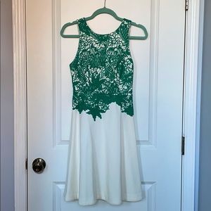 Anthropologie green and white lace dress